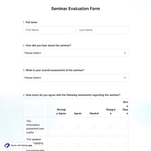 Seminar Evaluation Form Template