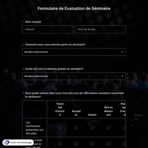 Modèle de Formulaire de Evaluation de Séminaire