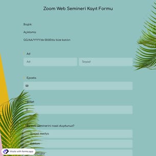 Zoom Web Semineri Kayıt Formu Şablonu