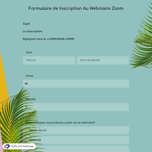 Modèle de Formulaire de Inscription Au Webinaire Zoom