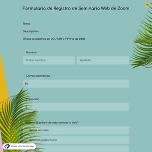 Plantilla de Formulario de Registro de Seminario Web de Zoom