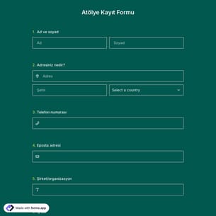 Atölye Kayıt Formu Şablonu
