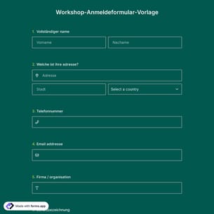 Workshop-Anmeldeformular-Vorlage