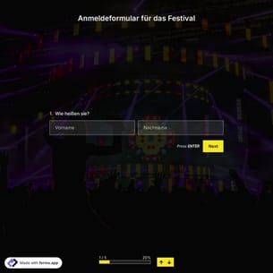 Anmeldeformular für das Festival
