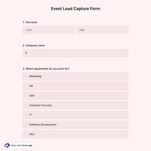 Event Lead Capture Form Template