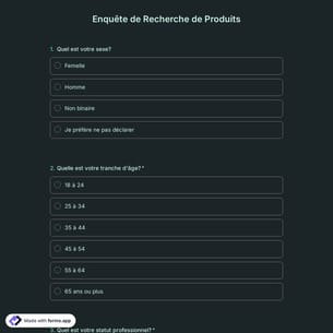 Modèle de Enquête de Recherche de Produits