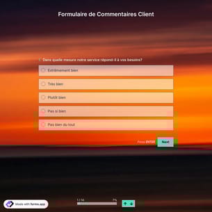 Modèle de Formulaire de Commentaires Client