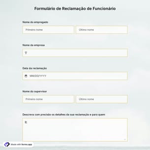 Modelo de Formulário de Reclamação de Funcionário