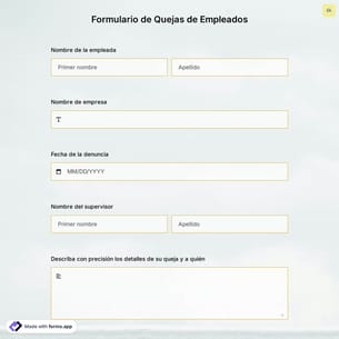 Plantillade Formulario de Quejas de Empleados