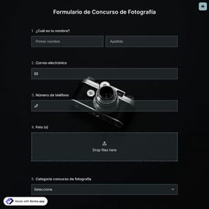 Plantilla de Formulario de Concurso de Fotografía