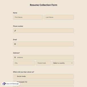 Resume Collection Form Template