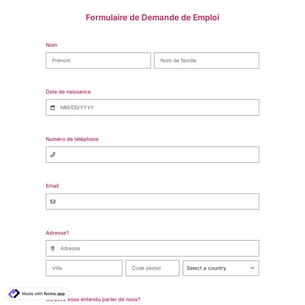 Modèle de Formulaire de Demande de Emploi