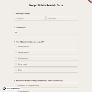 Nonprofit Membership Form Template