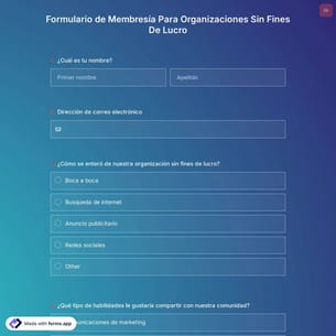 Plantilla de Formulario de Membresía Para Organizaciones Sin Fines De Lucro