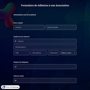 Modèle de Formulaire de Adhésion à une Association