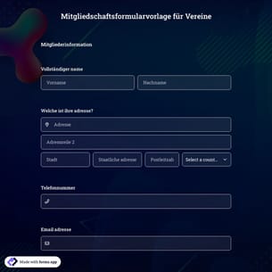 Mitgliedschaftsformularvorlage für Vereine