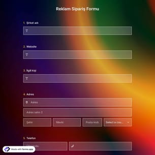Reklam Sipariş Formu Şablonu