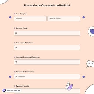 Modèle de Formulaire de Commande de Publicité