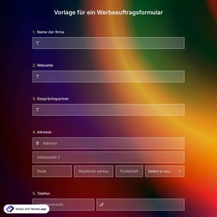 Vorlage für ein Werbeauftragsformular