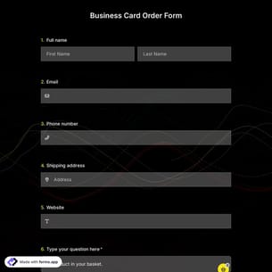 Business Card Order Form Template