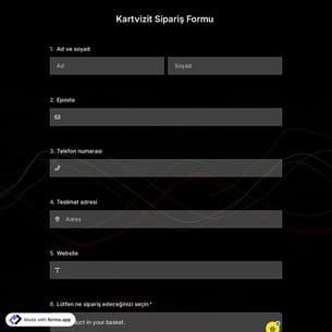 Kartvizit Sipariş Formu Şablonu