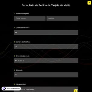 Plantilla de Formulario de Pedido de Tarjeta de Visita