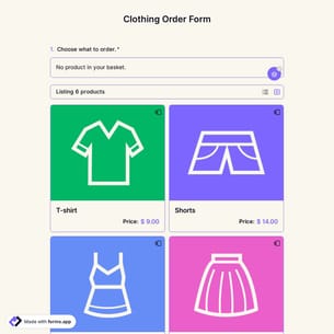 Clothing Order Form Template
