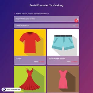 Bestellformularvorlage für Kleidung