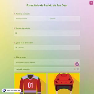 Plantilla de Formulario de Pedido de Fan Gear