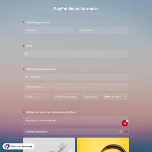 PayPal-Bestellformularvorlage