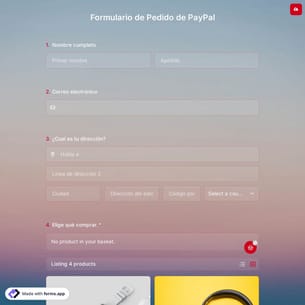 Plantilla de Formulario de Pedido de PayPal