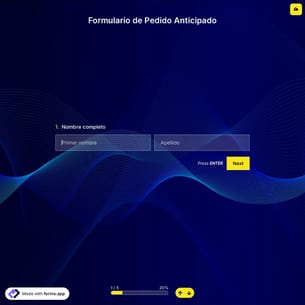 Plantilla de Formulario de Pedido Anticipado