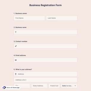 Business Registration Form Template