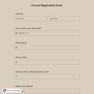 Course Registration Form Template
