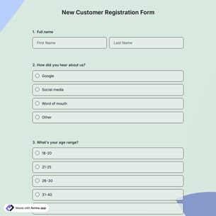 New Customer Registration Form Template