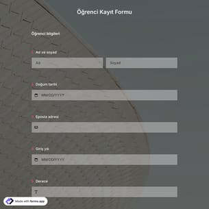 Öğrenci Kayıt Formu Şablonu
