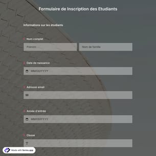 Modèle de Formulaire de Inscription Pour Les Etudiants