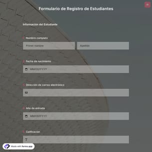 Plantilla de Formulario de Registro de Estudiantes