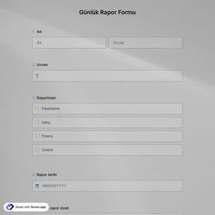 Günlük Rapor Formu Şablonu