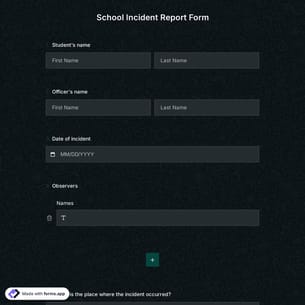 School Incident Report Form Template