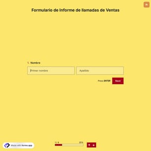 Plantilla de Formulario de Informe de llamadas de Ventas