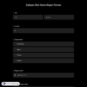 Çalışan Gün Sonu Rapor Formu Şablonu