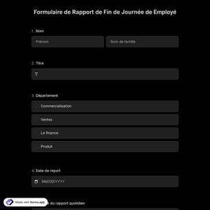 Modèle de Formulaire de Rapport de Fin de Journée de Employé