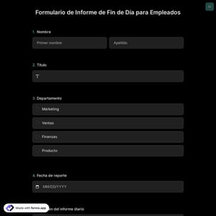 Plantilla de Formulario de Informe de Fin de Día para Empleados