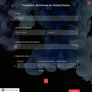 Plantilla de Formulario de Informe de Ventas Diarias