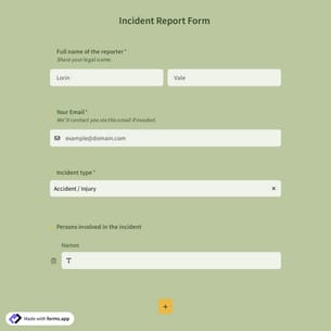 Incident Report Form Template