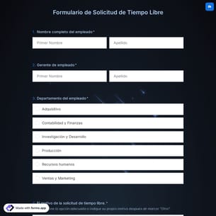 Plantilla de Formulario de Solicitud de Tiempo Libre