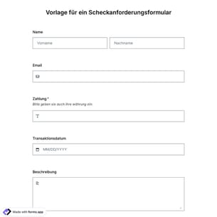 Vorlage für ein Scheckanforderungsformular