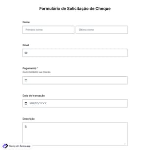 Modelo de Formulário de Solicitação de Cheque