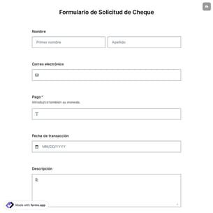 Plantilla de Formulario de Solicitud de Cheque